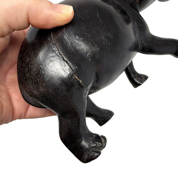 Vintage Ironwood Hippo Figurine 8" Hand Carved Wooden House Hippo Hippopotamus - Picture 5 of 11